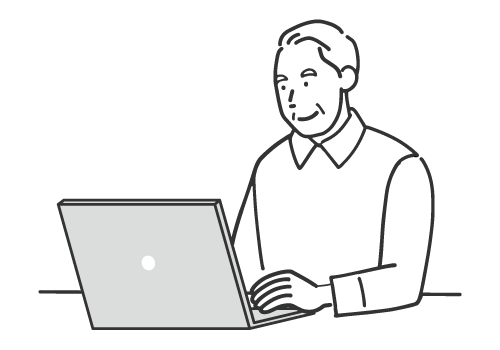 PC操作するお爺さん